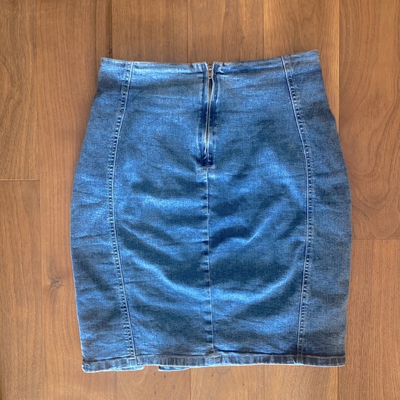 Denim Pencil Skirt High Waisted - Picture 6 of 7
